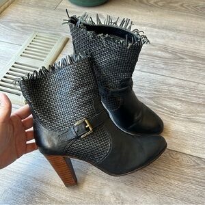 Lottusse Braided Leather  Heeled Boots with Fringe Made in Spain